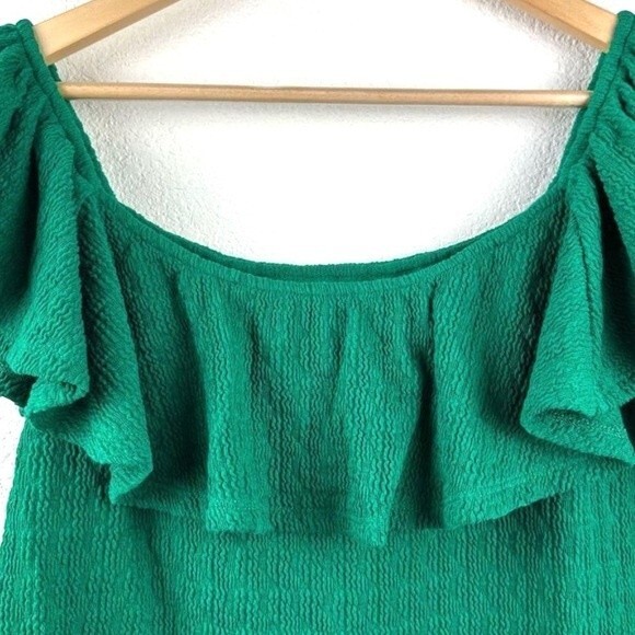 Anthropologie Textured Off-The Shoulder Top in Kelly Green S NWOT - Picture 10 of 11